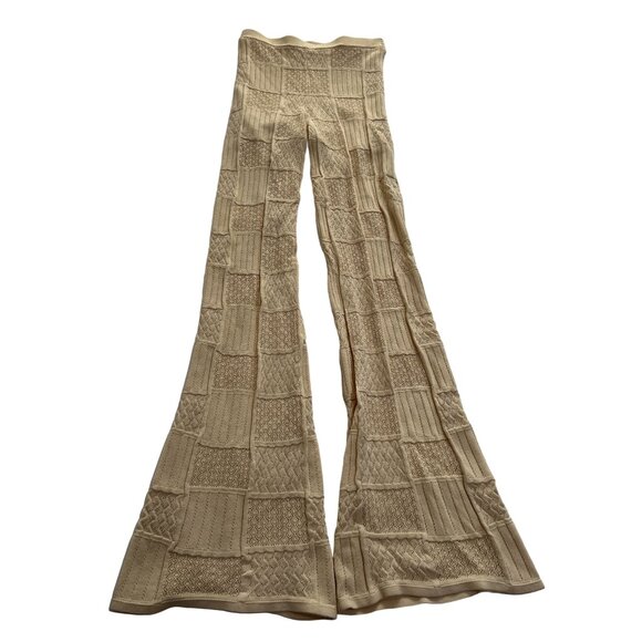 Sandro Ilyes Pointelle Knit Trousers in Beige - Picture 1 of 6